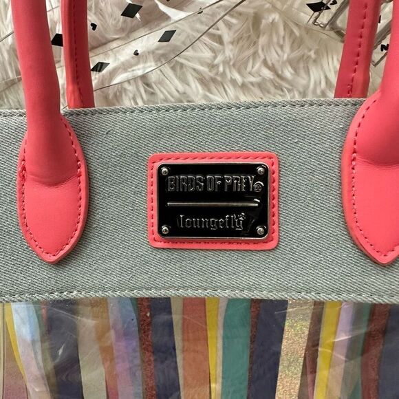 Loungefly DC Comics‎ Clear Zip HandBag Birds of Prey Harley Quinn Multi Fringed - Picture 4 of 7